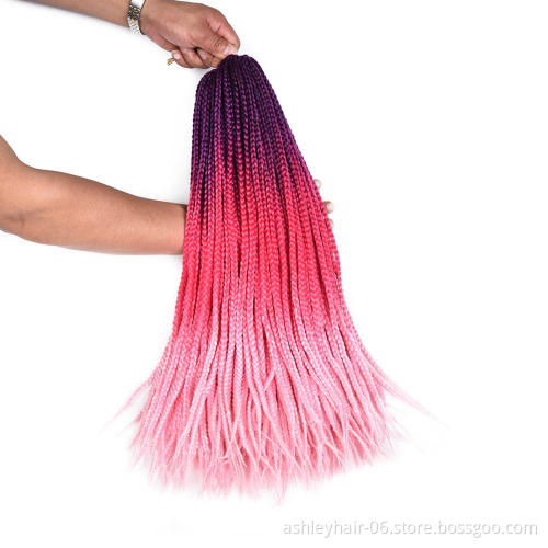 24 Inch Heat Resistant Fiber Synthetic Extension Ombre Color Box Split Twist Crochet Braid Hair